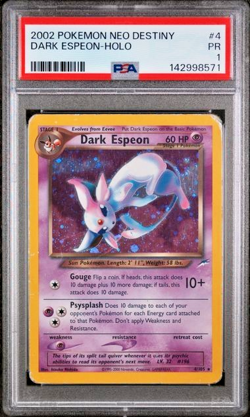 PSA 1 SWIRL 2002 Neo Destiny Dark Espeon 4/105 HOLO FOIL Rare Pokemon Card - Image 1