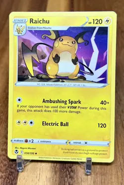 Raichu 050/195 Non Holo Uncommon Silver Tempest Pokemon Card NM - Image 1