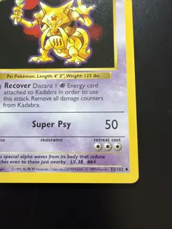 1st Edition Kadabra 32/102 Base Set SHADOWLESS 1999 Pokemon Card TCG - Image 4