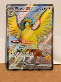 Pokemon Card - Pidgeot EX Paldean Fates 221/091 Shiny Ultra Rare Full Art Holo - Image 1