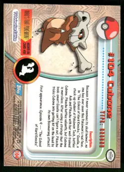 Pokemon Cards Cubone #104 Topps Trading Cards Series 2 NM *2 - Image 2