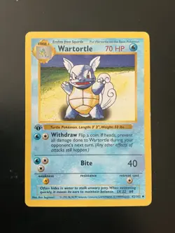 Pokemon Wartortle Base Set (Shadowless) vintage card #042/102 Wotc 1999 - Image 1