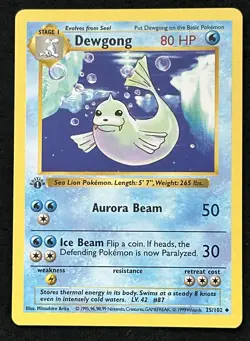 Pokemon Card 1st Edition Dewgong Base Set Shadowless 25/102 - Image 1