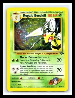 💥 KOGA'S BEEDRILL Holo Rare # 9/132 | GYM CHALLENGE | Pokemon 2000 TCG Vintage - Image 1