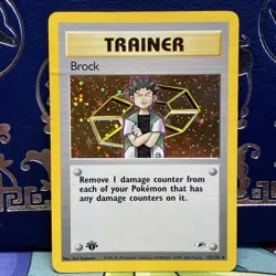 POKEMON TCG 1st Edition BROCK 15/132 Gym Heroes HOLO Foil Rare MP - Image 1