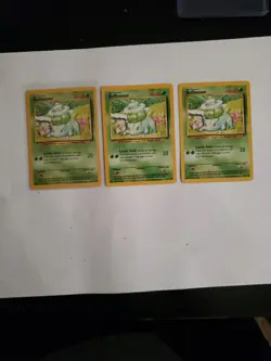 Pokemon Base Set Bulbasaur 44/102 All Three – Vintage 1999 – As Pictured 001 - Image 1