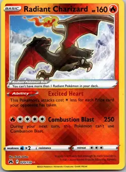 Radiant Charizard 020/159 - Crown Zenith Radiant Rare Pokemon TCG NM - Image 1
