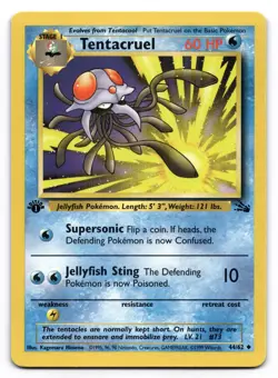 Tentacruel LP 44/62 1st Edition Fossil Pokemon Uncommon - Image 1