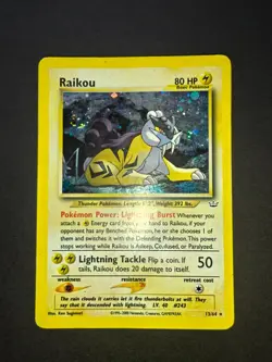 Pokemon TCG Raikou 13/64 Neo Revelation Holo Swirl MP to HP Ungraded Raw - Image 1