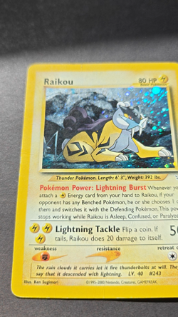 Pokemon TCG Raikou 13/64 Neo Revelation Holo Swirl MP to HP Ungraded Raw - Image 2