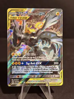 Pikachu & Zekrom GX SM168 Pokemon Sun & Moon Tag Team Alt Art Promo NM- - Image 1