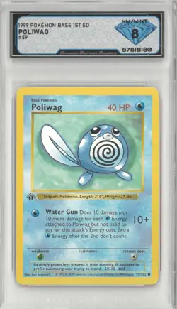 1999 Pokemon Base 1st Ed POLIWAG #59/102 💎 DSG 8 NM/Mint - Image 1