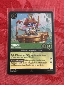 FOIL Lorcana Azurite Sea - Stitch - Alien Buccaneer | 72/204 | M/NM | FOIL - Image 1