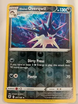 Hisuian Overqwil 091/189 SWSH Astral Radiance Pokemon Reverse Holo Foil Nice! - Image 1