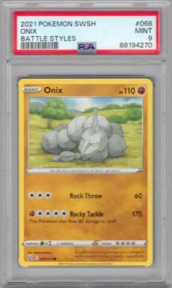 2021 Pokemon SWSH, Battle Styles, #068, Onix, PSA 9, Mint - Image 1
