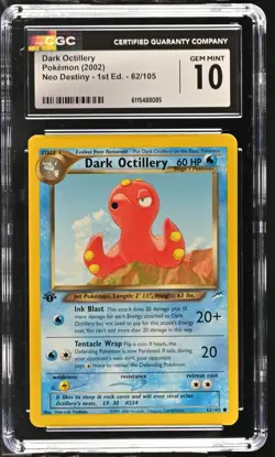 CGC GEM MINT 10 Pokemon Dark Octillery 62/105 2002 Neo Destiny 1st Edition - Image 1
