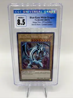 Yugioh CGC 8.5 Mint Blue Eyes White Dragon Secret Rare Edition CT14-en002 Graded - Image 1