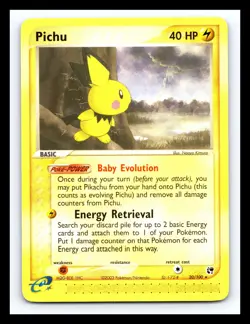 💥 Pichu 20/100 Pokemon Card 2003 EX Sandstorm Rare Non Holo - Image 1