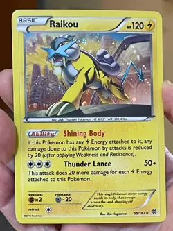 POKEMON RAIKOU 055/162 RARE COSMOS HOLOFOIL WITH SWIRL BREAKTHROUGH MP CARD - Image 1