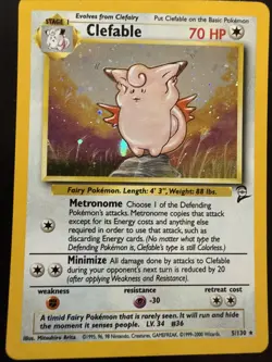Pokemon Clefable Holo Rare Card 5/130 Base Set 2 - Image 1