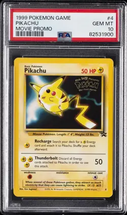 1999 POKEMON GAME MOVIE MOVIE PROMO #4 PIKACHU PSA 10 - Image 1