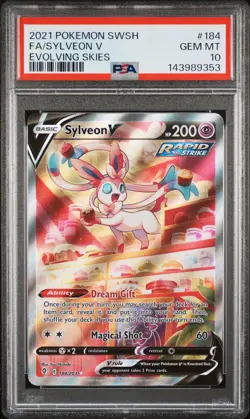 2021 POKEMON SWORD & SHIELD EVOLVING SKIES #184 FULL ART/SYLVEON V PSA 10 - Image 1