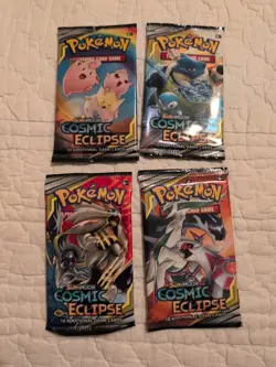 Pokemon TCG Cosmic Eclipse Booster Pack Art Set New Sealed 4 Packs - Image 1