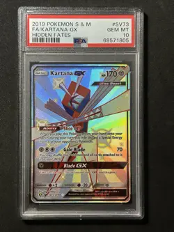2019 Pokemon Sun & Moon Hidden Fates SV73 Kartana GX PSA 10 Gem Mint - Shiny - Image 1