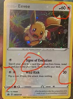 Pokemon Eevee SWSH118 Black Star Promo HEAVY HOLO BLEED ERROR 4 HD SWIRL VARIANT - Image 1