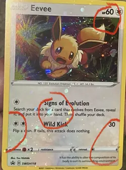 Pokemon Eevee SWSH118 Black Star Promo HEAVY HOLO BLEED ERROR 4 HD SWIRL VARIANT - Image 2