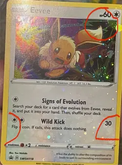 Pokemon Eevee SWSH118 Black Star Promo HEAVY HOLO BLEED ERROR 4 HD SWIRL VARIANT - Image 3