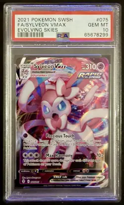 Pokemon Sylveon VMAX Rapid Strike Full Art 075/203 2021 Evolving Skies PSA 10 - Image 1