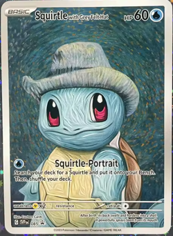 Pokemon Squirtle with Grey Felt Hat Van Gogh Proxy Fan - Image 2