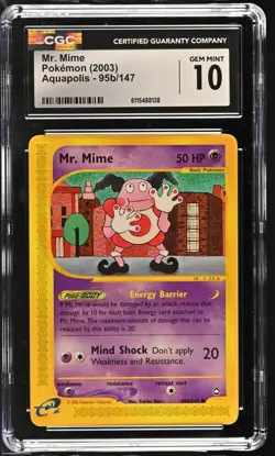 CGC GEM MINT 10 Pokemon Mr. Mime 95b/147 2003 Aquapolis - Image 1