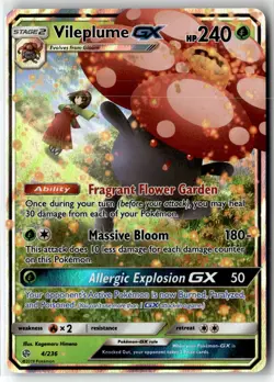 Vileplume-GX ⭐ 4/236 Holo Rare GX Cosmic Eclipse 2019 Pokemon NM - Image 1