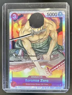 2022 One Piece Straw Hat Starter Deck Roronoa Zoro Super Pre Release #ST01-013 - Image 1