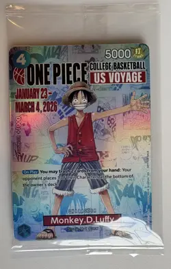 One Piece Luffy P-055 College Basketball US Voyage Promo - SEALED NM (Qty 6) - Image 1