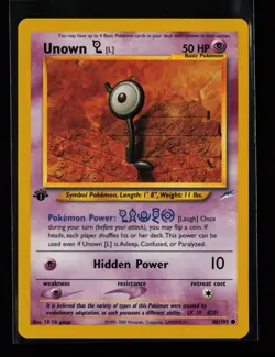Unown [L] 086/105 Common Non Holo 1st Edition Neo Destiny Pokemon Card - Image 1