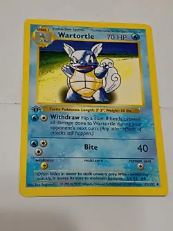Pokemon Cards: Base Set 1st Edition Uncommon: Wartortle 42/102 - Image 1