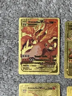Set of 9 Charizard V,DX,GX,VMax French Gold Accents Foil Fan Art Cards LP - Image 2