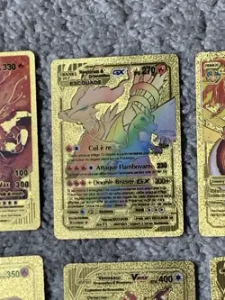 Set of 9 Charizard V,DX,GX,VMax French Gold Accents Foil Fan Art Cards LP - Image 3