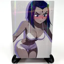 Teen Titans Raven Sexy Hot Lingerie Anime Waifu Girl Lewd Goddess Story Art Card - Image 2