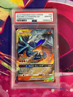 Reshiram & Charizard GX 20/214 Unbroken Bonds English PSA Graded 10 Pokemon TCG - Image 1