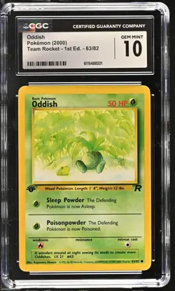 CGC GEM MINT 10 Pokemon Oddish 63/82 2000 Team Rocket 1st Edition - Image 1