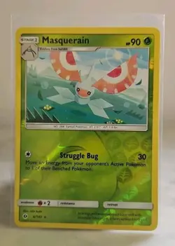 Pokemon TCG: Masquerain 8/149 (Reverse Holo) - Sun & Moon - NM Condition - Image 1