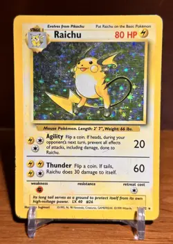 Raichu Holo 14/102 Base Set Unlimited Vintage Pokemon TCG - Image 1