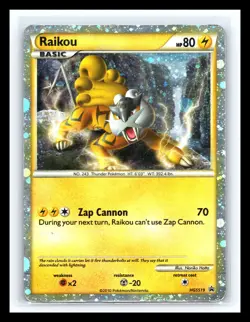 💥 Pokemon 2010 TCG RAIKOU Shiny Holo Black Star Promo Rare # HGSS19 - Image 1