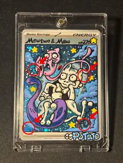Pokemon Mewtwo and Mew GX TCG Sun & Moon Holo Promo Card #SM191 DIY Hand Drawn🫟 - Image 5