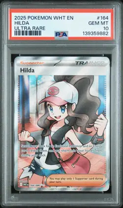 2025 POKEMON WHT EN-WHITE FLARE ULTRA RARE #164 HILDA PSA 10 - Image 1