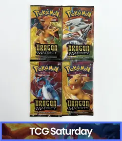 2018 POKEMON TCG DRAGON MAJESTY BOOSTER PACK ART SET LOT OF 4 PACKS - Image 1